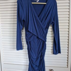 Blue knee length maternity dress